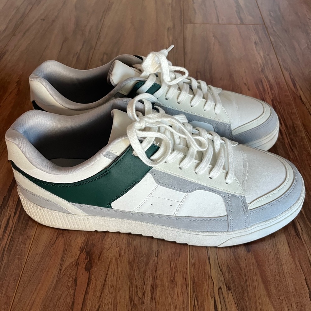 Zara White and Green Athletic Shoes